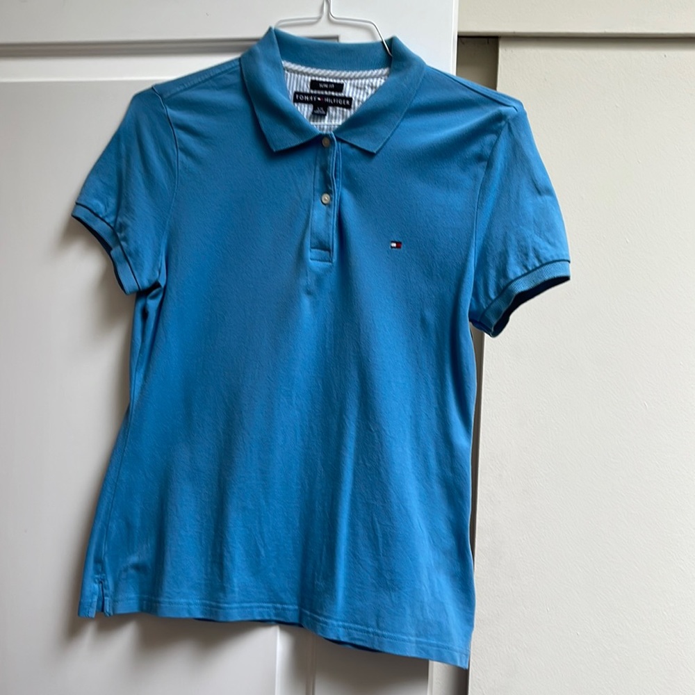 Tommy Hilfiger light blue short sleeve polo 2 button